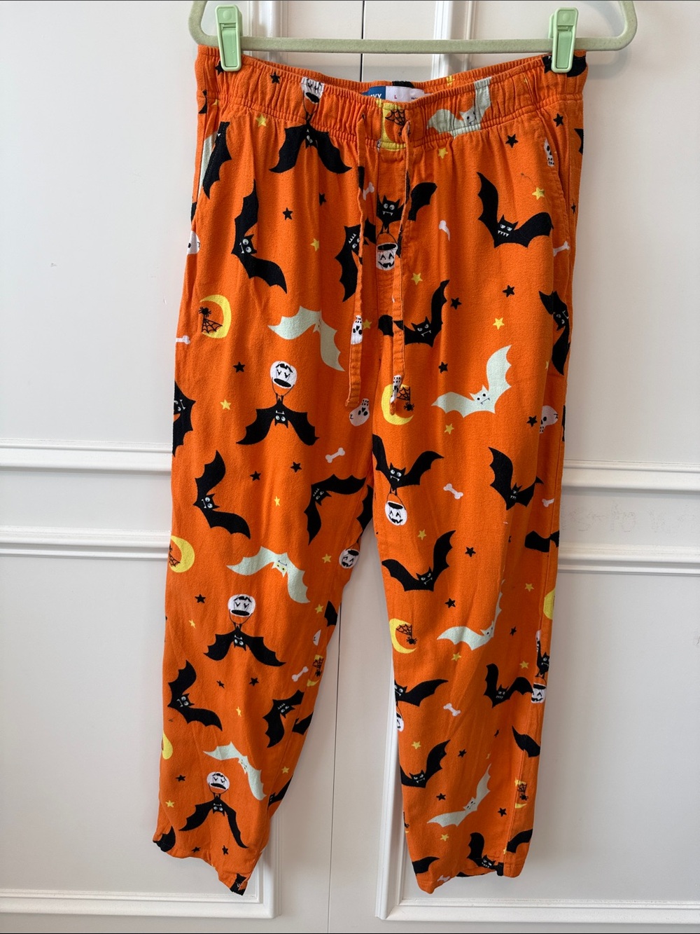 Halloween Bat-Print Pajama Pants - Orange